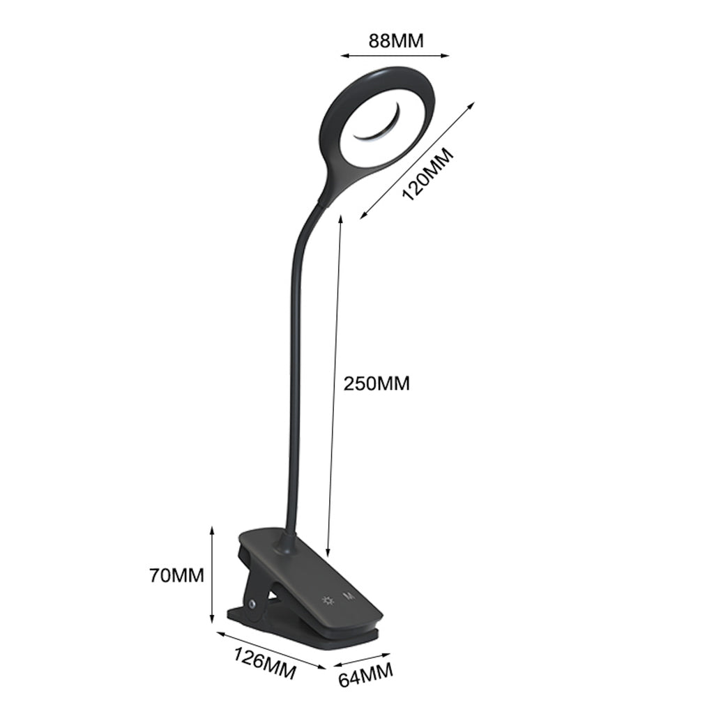 Mini Wozinsky Belaidė LED skaitymo lempa su žiebtuvėliu + USB-C kabeliu - Juoda -- Table Lamps