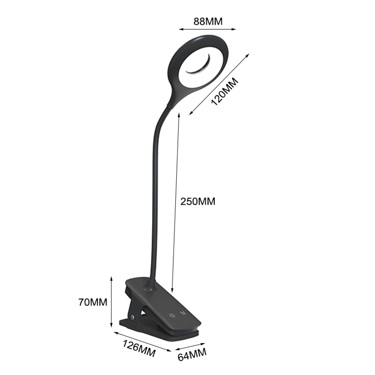 Mini Wozinsky Belaidė LED skaitymo lempa su žiebtuvėliu + USB-C kabeliu - Juoda -- Table Lamps