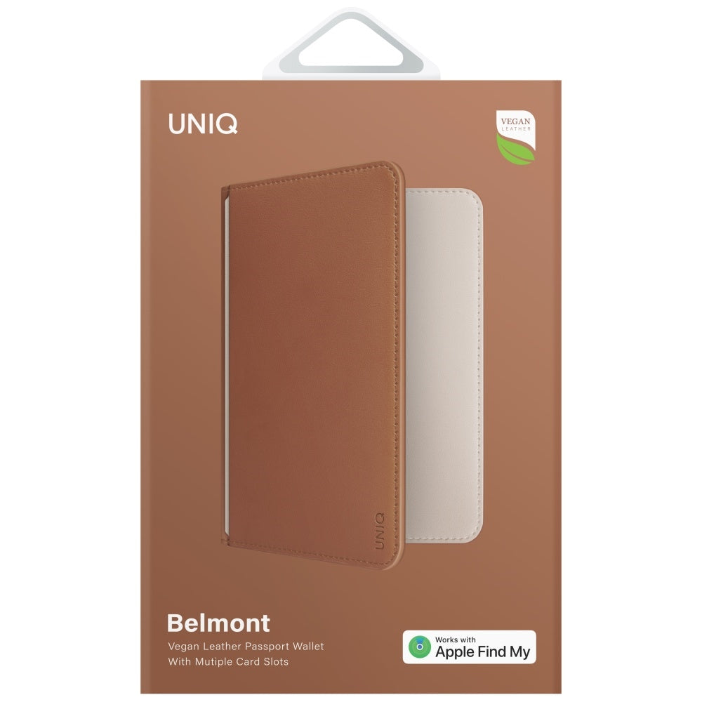 Uniq Belmont paso dėklas su Apple Find My RFID blokuojančiu karamelės smėlio spalvos -- Cell phone cases and covers