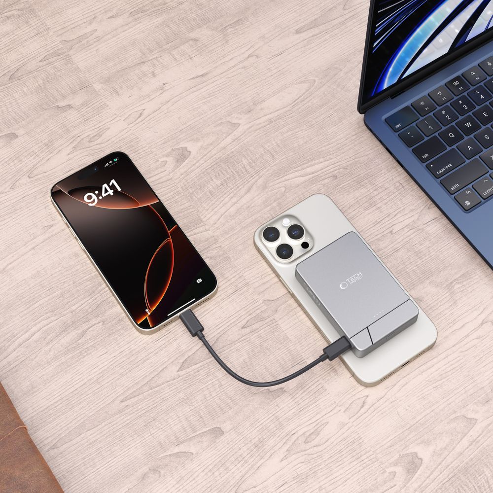 Tech-Protect išorinė baterija PB14 LifeMag MagSafe 5000 mAh pilka -- Powerbanks