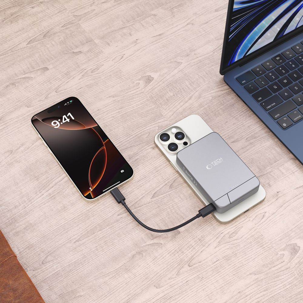 Tech-Protect išorinė baterija PB14 LifeMag MagSafe 10000 mAh pilka -- Powerbanks