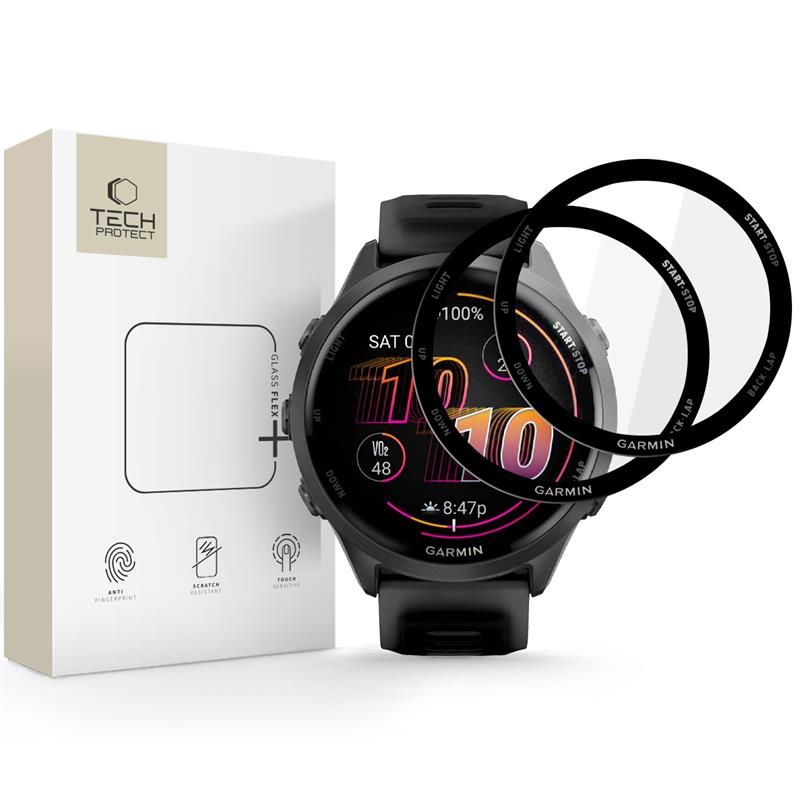 Tech-Protect Glass Flex+ apsauginis stiklas Garmin Forerunner 47 mm (2 vnt.) – juodas -- Garmin Forerunner 970 / Garmin...