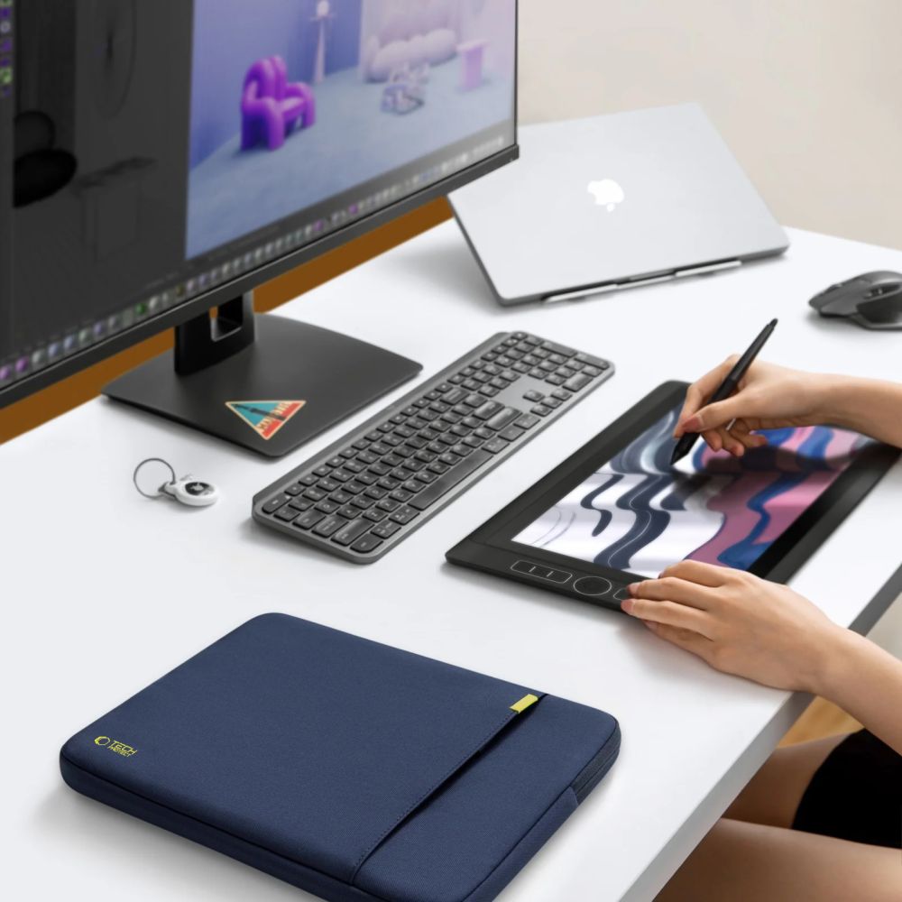Tech-Protect Defender Nešiojamojo Kompiuterio Krepšys 13-14 - Tamsiai Mėlynas -- Laptop Bags