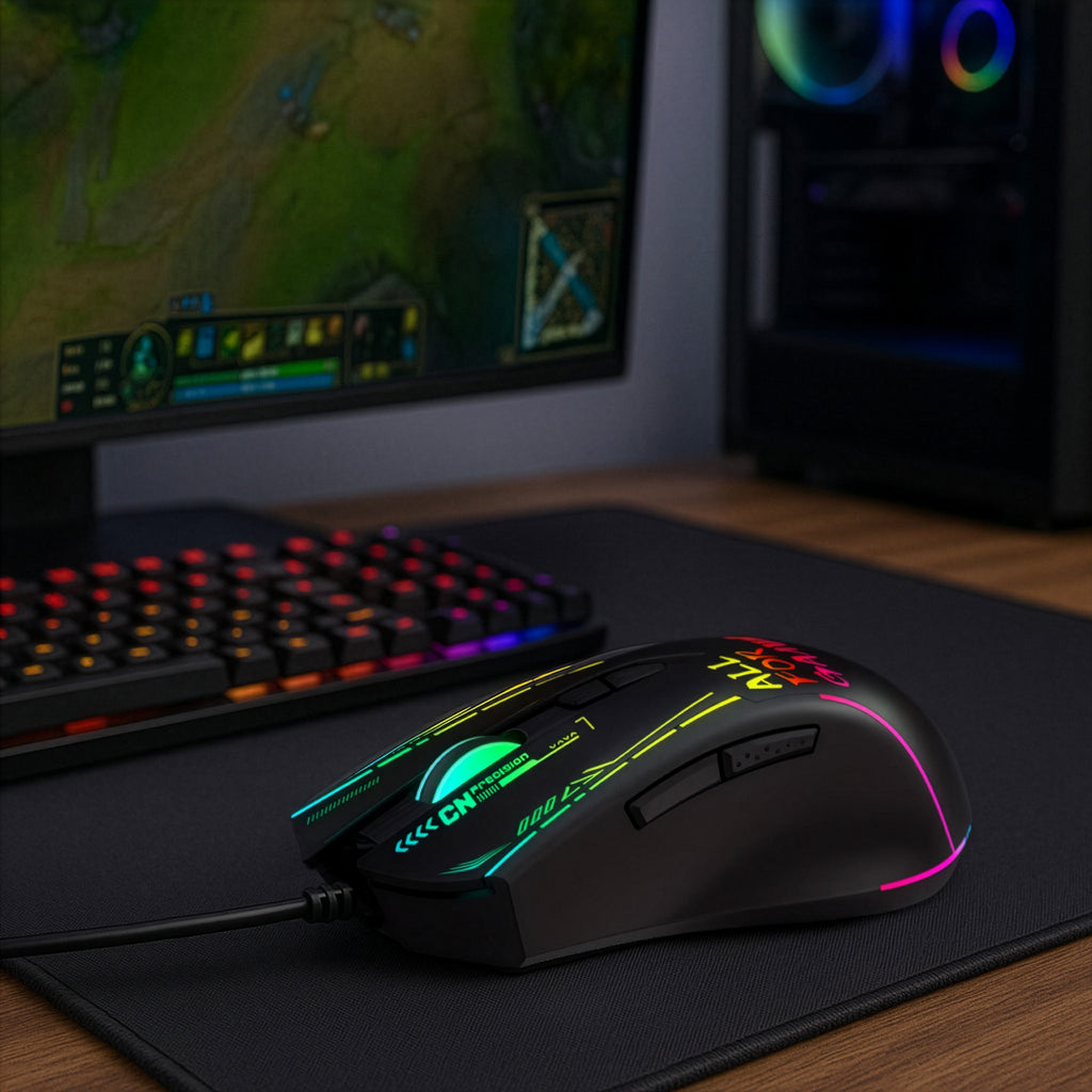Wozinsky WMGK-7200 laidinė optinė RGB žaidimo pelė 7200 DPI - juoda -- Gaming Accessories