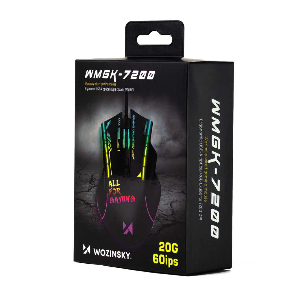 Wozinsky WMGK-7200 laidinė optinė RGB žaidimo pelė 7200 DPI - juoda -- Gaming Accessories