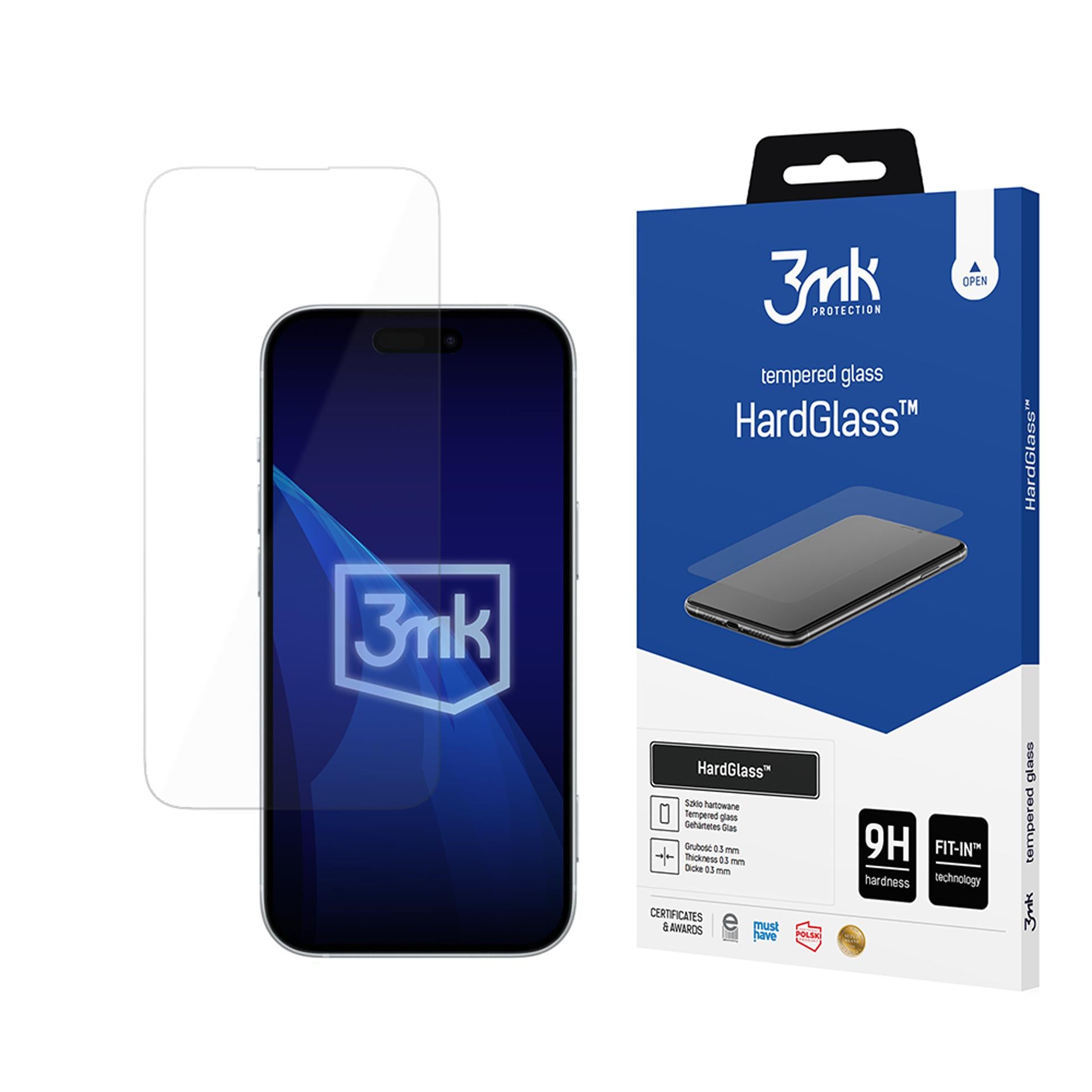 3mk HardGlass grūdintas stiklas, skirtas Apple Iphone 16 Pro / 17 / 17 Pro
