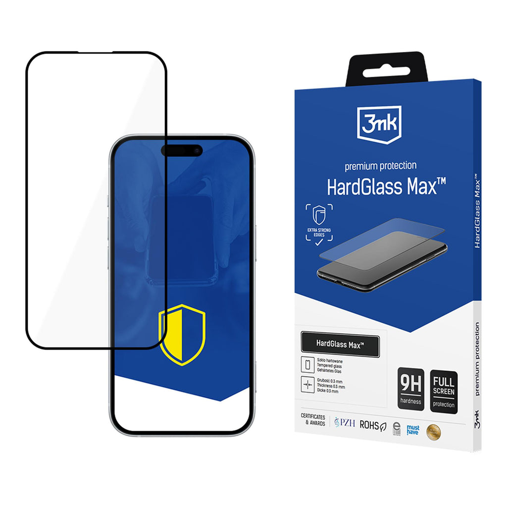 Grūdintas stiklas 3mk HardGlass Max Black Apple iPhone 17 Pro -- iPhone 17 Pro