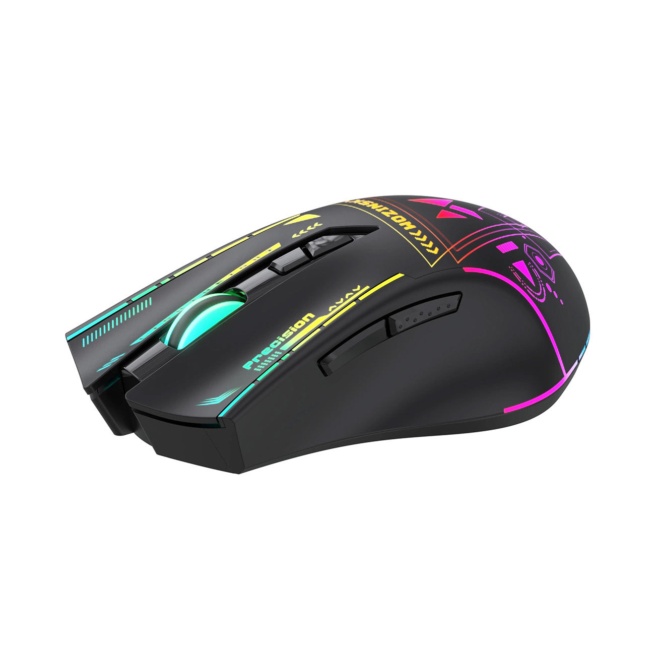 Wozinsky WMGB-3200 belaidis optinis žaidimų pelė su įmontuota išsikraunama baterija 3200 DPI ir RGB apšvietimu - juoda --...