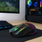 Wozinsky WMGB-3200 belaidis optinis žaidimų pelė su įmontuota išsikraunama baterija 3200 DPI ir RGB apšvietimu - juoda --...