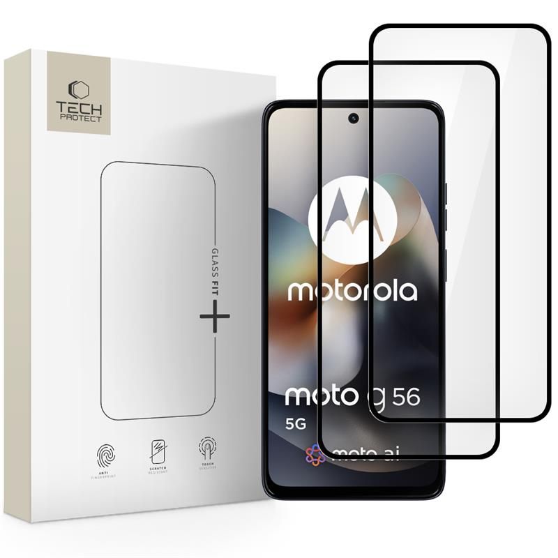 Tech-Protect Glass Fit+ stiklas Moto G56 5G – juodas (2 vnt.) -- Moto G56