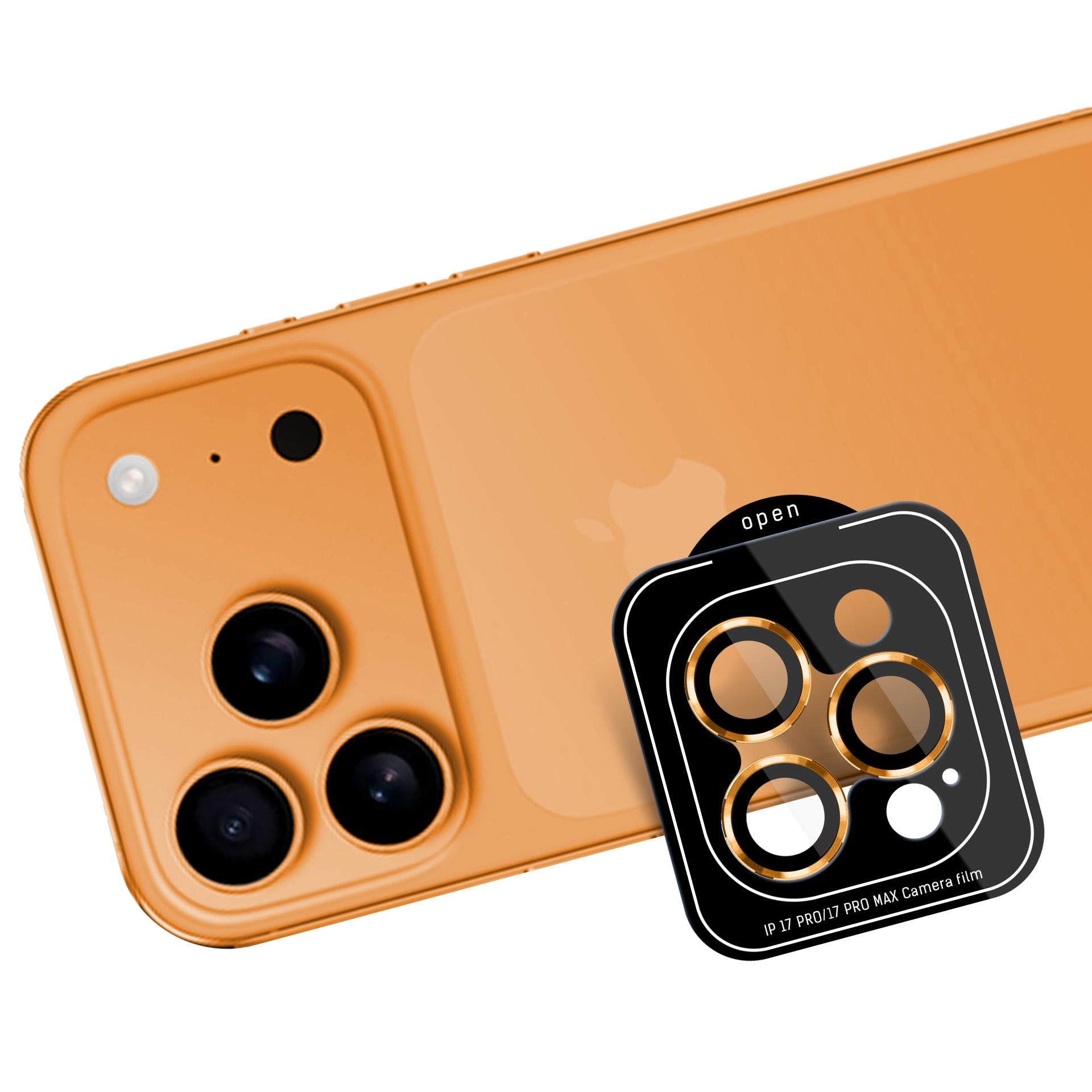 3mk Lens Protection Pro grūdintas stiklas, skirtas iPhone 17 Pro / 17 Pro Max – oranžinis