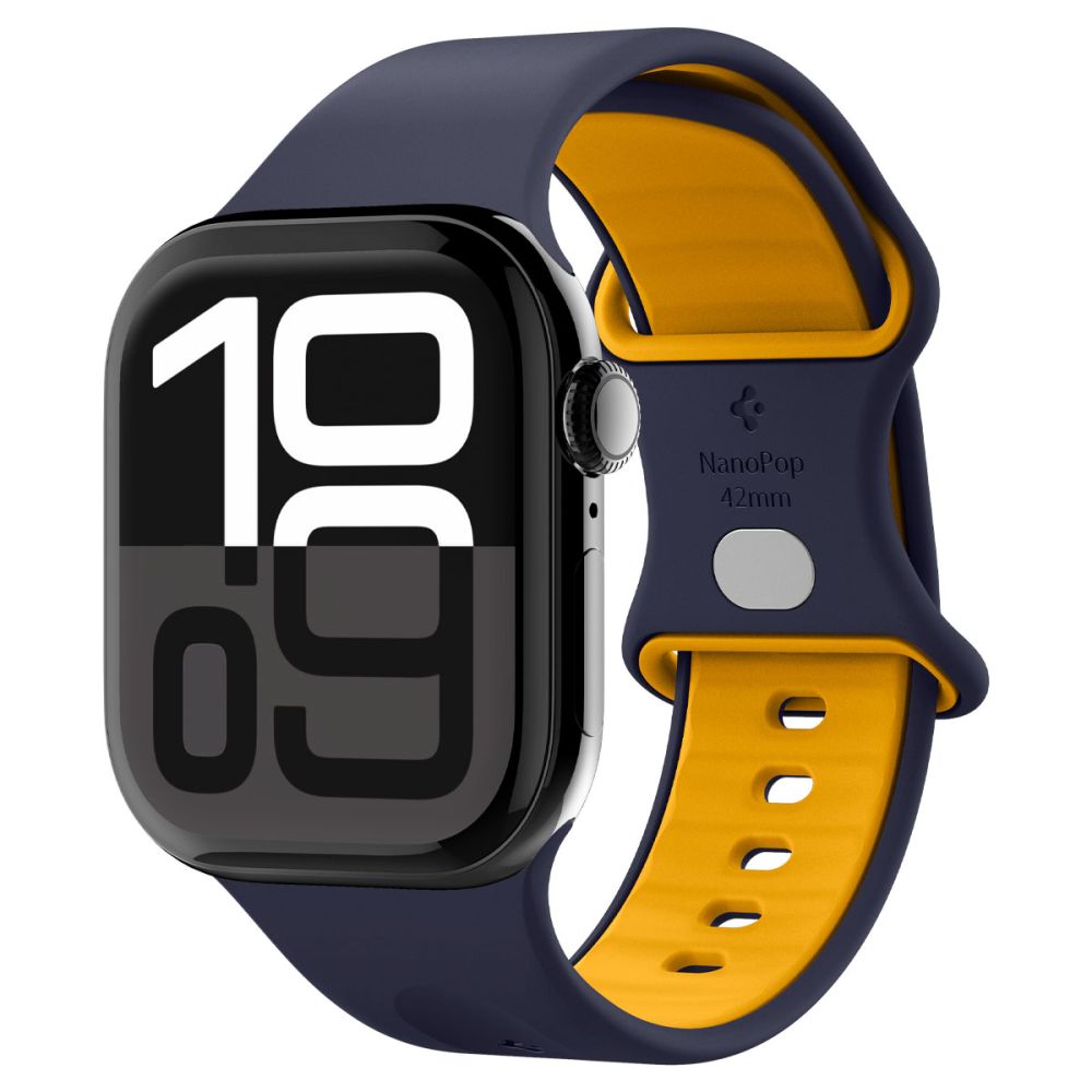 Spigen Nano Pop dirželis, skirtas Apple Watch 40/41/42 mm – tamsiai mėlyna/oranžinė