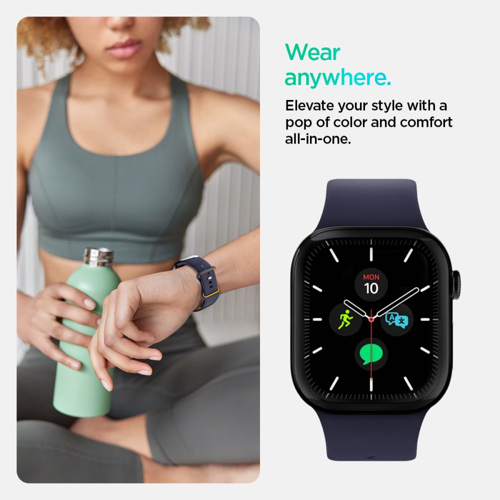 Spigen Nano Pop dirželis, skirtas Apple Watch 40/41/42 mm – tamsiai mėlyna/oranžinė