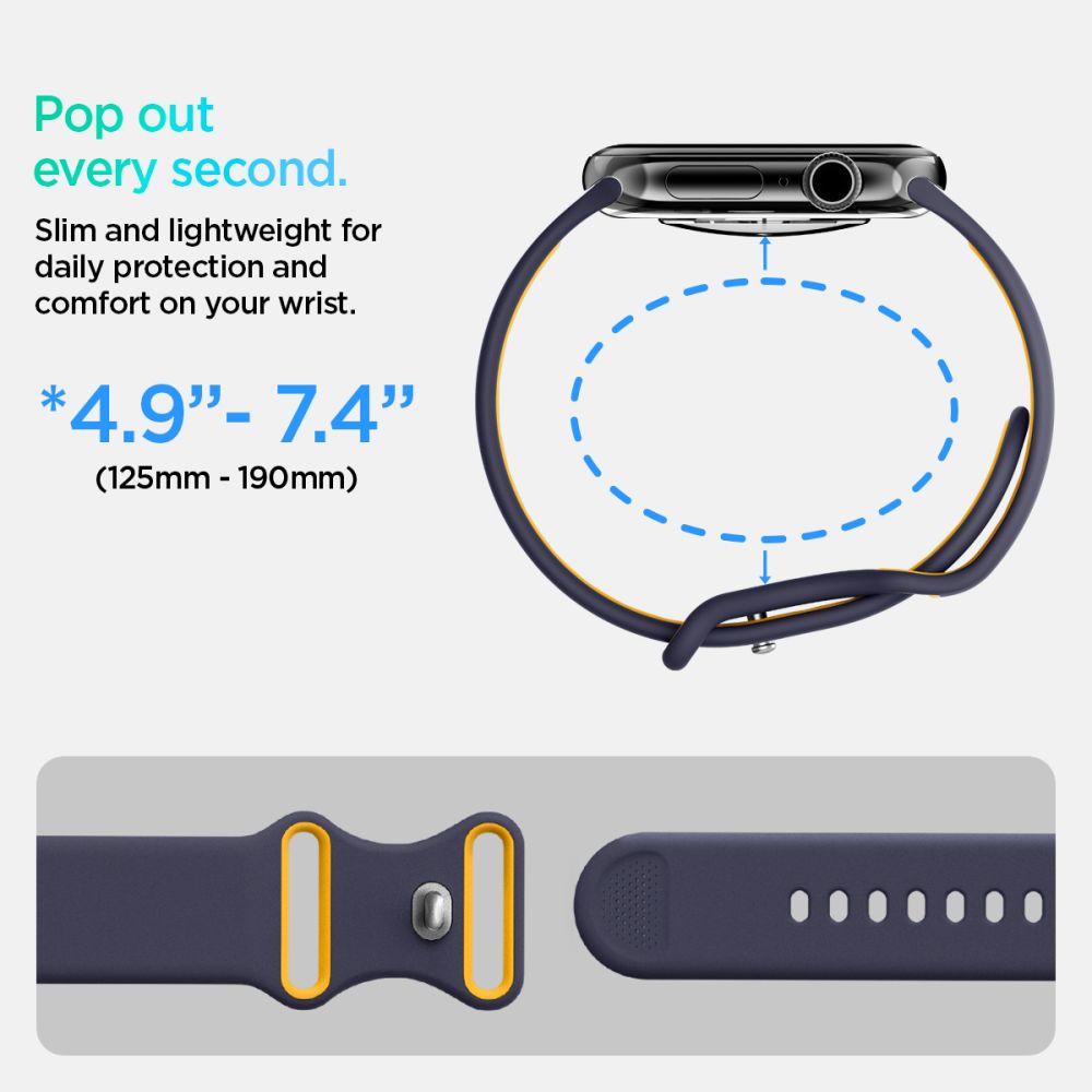 Spigen Nano Pop dirželis, skirtas Apple Watch 40/41/42 mm – tamsiai mėlyna/oranžinė