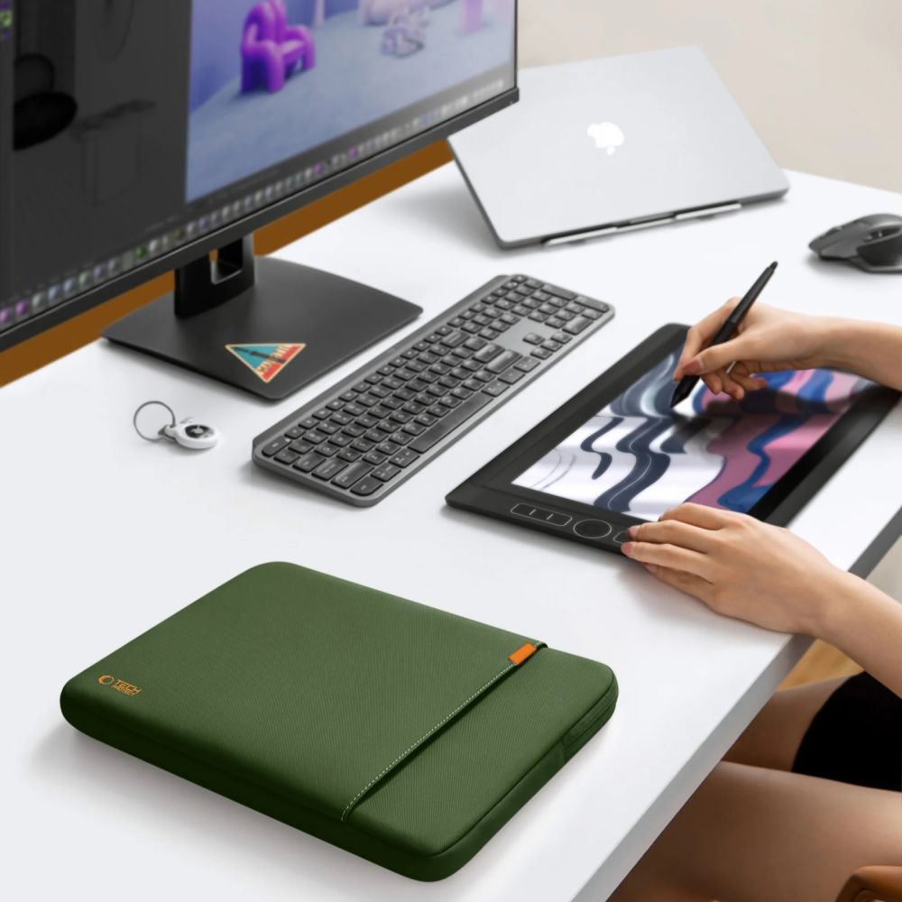 Tech-Protect Defender nešiojamojo kompiuterio dėklas 13-14 - Žalias -- Laptop Bags