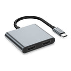 Tech-Protect HB08 4in1 USB-C + USB2.0 + 2 x HDMI 4K 60HZ adapteris - pilkas -- USB Adapters