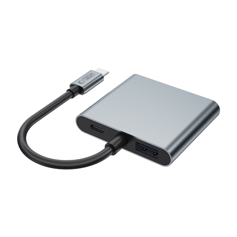 Tech-Protect HB08 4in1 USB-C + USB2.0 + 2 x HDMI 4K 60HZ adapteris - pilkas -- USB Adapters