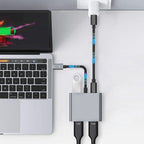 Tech-Protect HB08 4in1 USB-C + USB2.0 + 2 x HDMI 4K 60HZ adapteris - pilkas -- USB Adapters