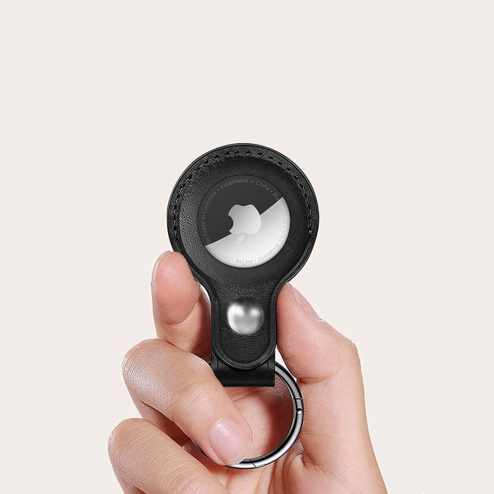 Tech-Protect NaturalFit AirTag dėklas su karabinu – juodas -- Apple AirTag