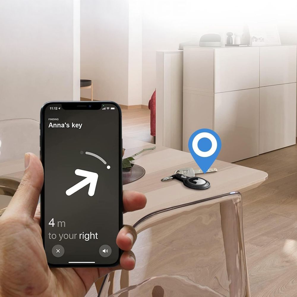 Tech-Protect NaturalFit AirTag dėklas su karabinu – juodas -- Apple AirTag