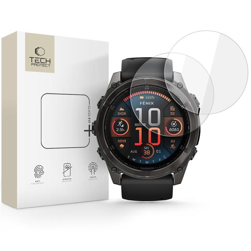 Grūdintas stiklas Garmin Fenix 8 51 mm – 2 vnt., skaidrus -- Garmin Fenix 8 51mm