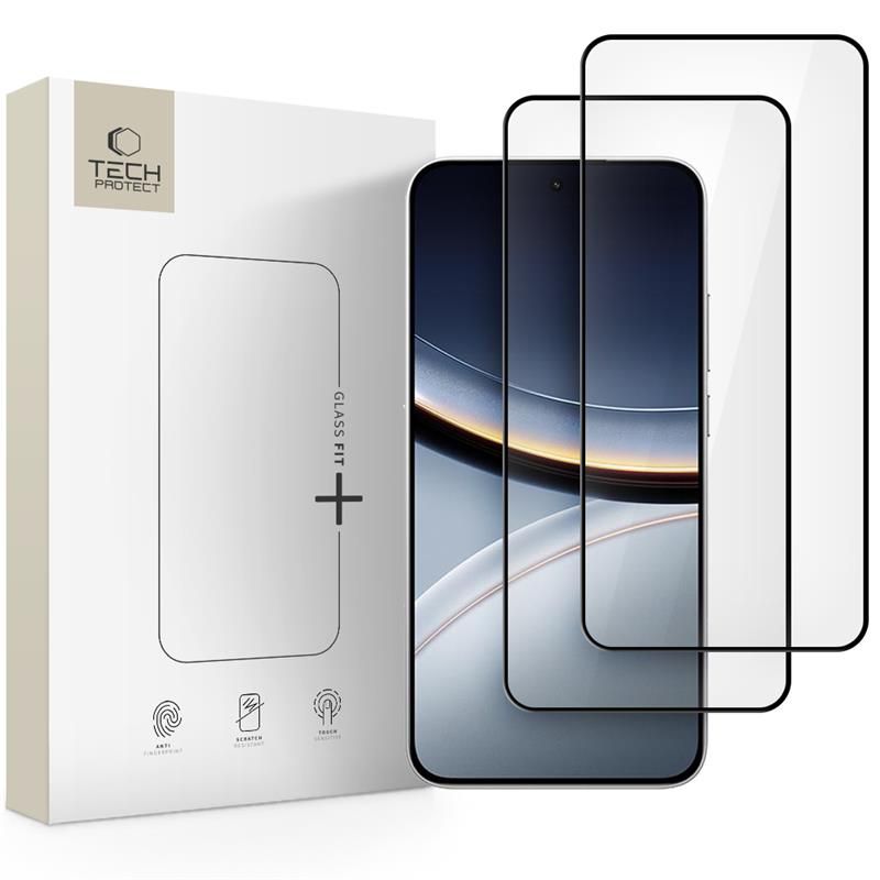 Tech-Protect Glass Fit+ stiklas Poco F7 5G – juodas, 2 vnt. -- Poco F7