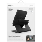Uniq Rovus Snapmount Magnetic 360 besisukantis nuimamas dėklas, skirtas iPad Air 11" 2024 / 2025 / iPad Air 10.9" 2020 / 2022 - juodas