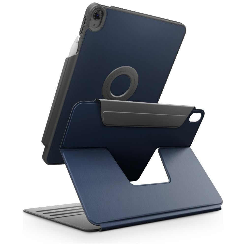 Uniq Rovus Snapmount Magnetic 360 besisukantis nuimamas dėklas, skirtas iPad Air 11" 2024 / 2025 / iPad Air 10.9" 2020 / 2022 – tamsiai mėlyna