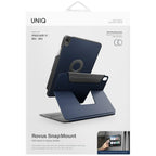 Uniq Rovus Snapmount Magnetic 360 besisukantis nuimamas dėklas, skirtas iPad Air 11" 2024 / 2025 / iPad Air 10.9" 2020 / 2022 – tamsiai mėlyna