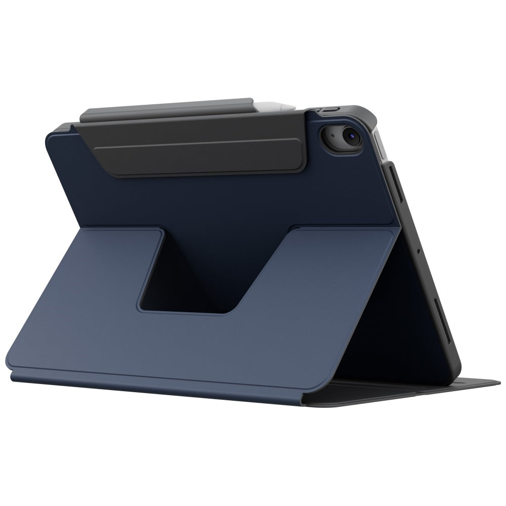 Uniq Rovus Snapmount Magnetic 360 besisukantis nuimamas dėklas, skirtas iPad Air 11" 2024 / 2025 / iPad Air 10.9" 2020 / 2022 – tamsiai mėlyna
