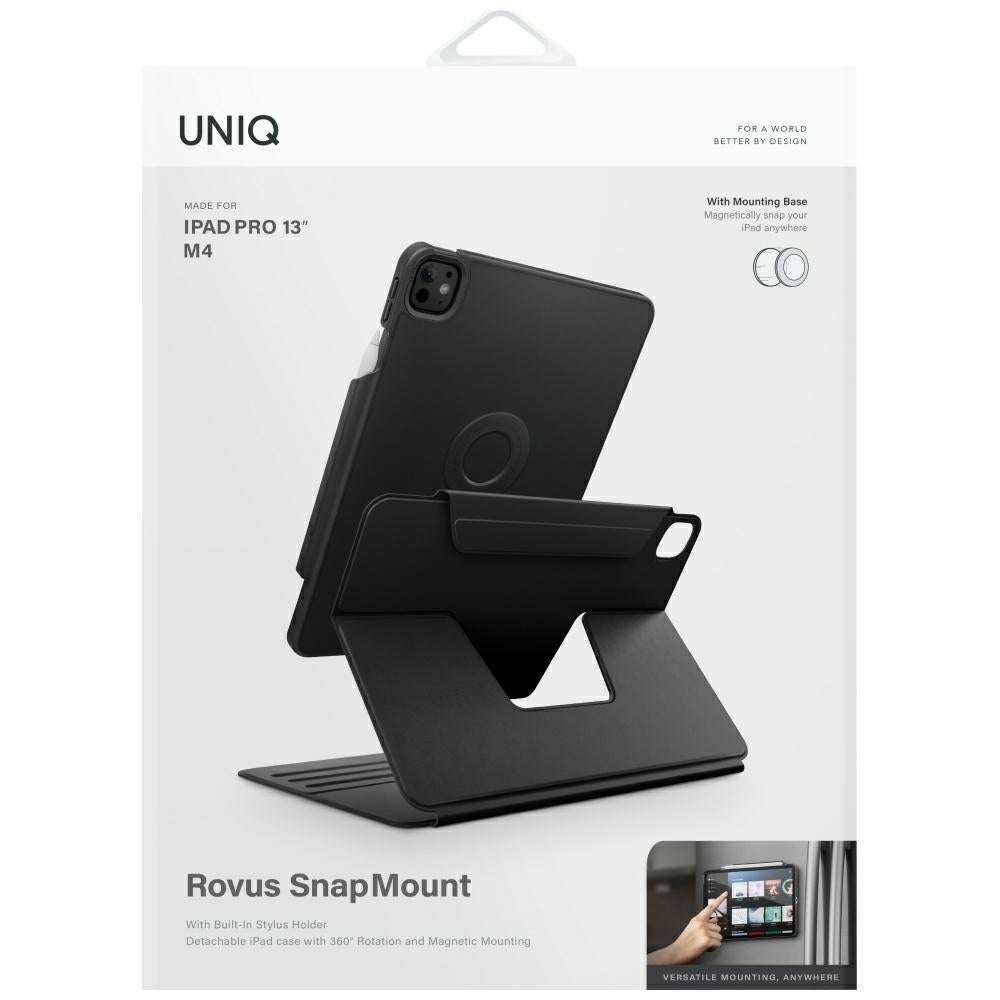 Uniq Rovus Snapmount Magnetic 360 besisukantis nuimamas dėklas, skirtas iPad Pro 13" 2024 (7 karta) - juodas