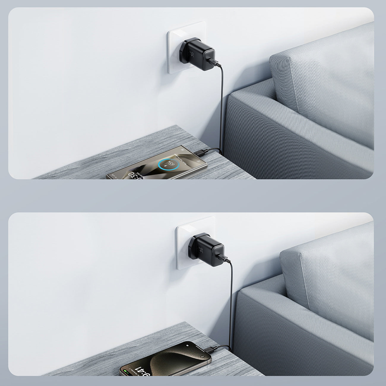 Joyroom JR-TCF23 25W sieninis įkroviklis su 1m USB-C laidu - juodas -- Cell phone chargers