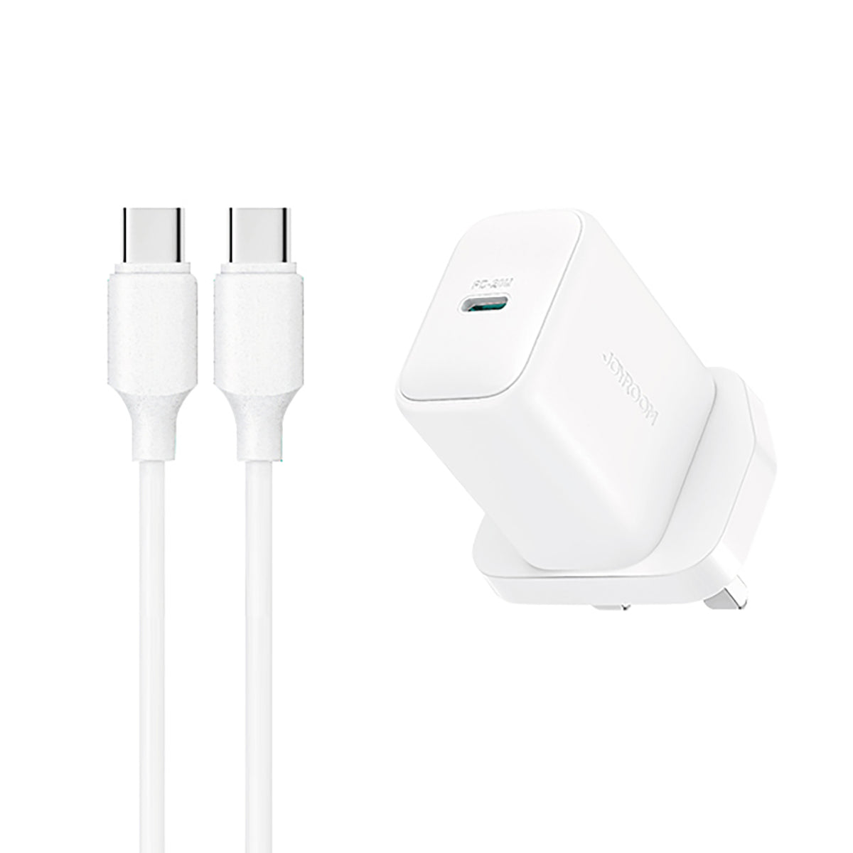 Joyroom JR-TCF20 PD 20W sieninis įkroviklis (UK kištukas) su 1m USB-C laidu - baltas -- Cell phone chargers