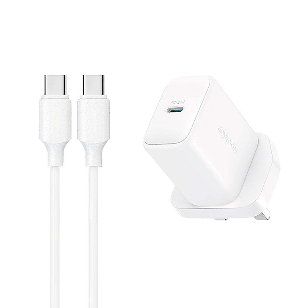 Joyroom JR-TCF20 PD 20W sieninis įkroviklis (UK kištukas) su 1m USB-C laidu - baltas -- Cell phone chargers