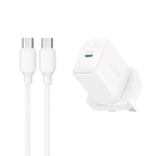 Joyroom JR-TCF20 PD 20W sieninis įkroviklis (UK kištukas) su 1m USB-C laidu - baltas -- Cell phone chargers