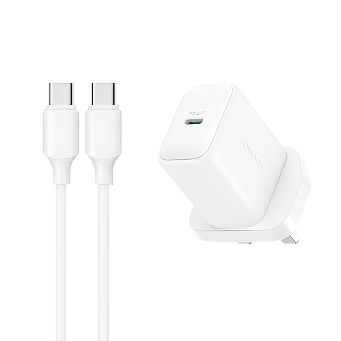 Joyroom JR-TCF20 PD 20W sieninis įkroviklis (UK kištukas) su 1m USB-C laidu - baltas -- Cell phone chargers