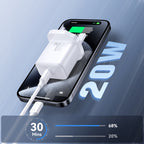 Joyroom JR-TCF20 PD 20W sieninis įkroviklis (UK kištukas) su 1m USB-C laidu - baltas -- Cell phone chargers