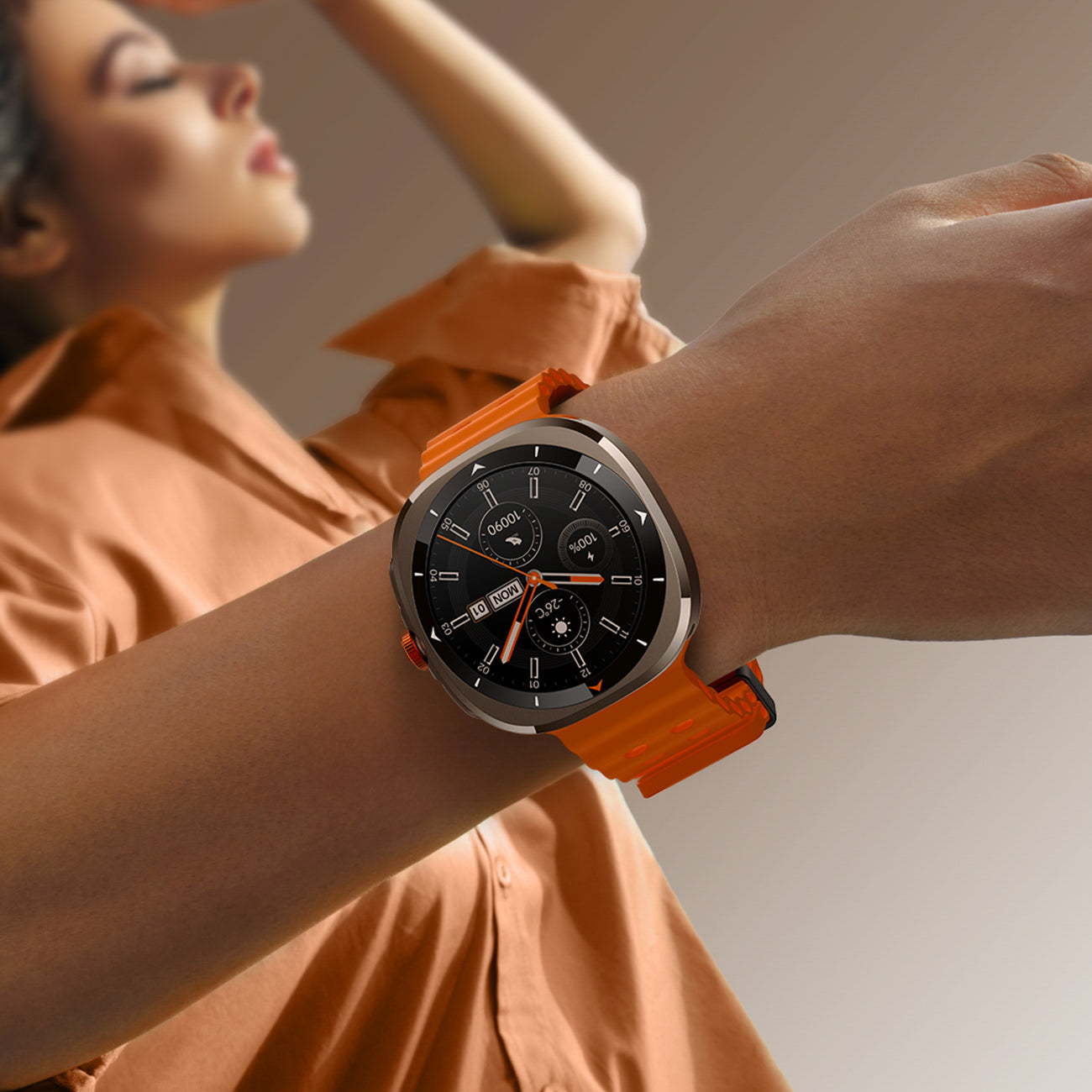 Joyroom Venture Series JR-FV2 Sportinis išmanusis laikrodis su skambučių priėmimo funkcija - Oranžinis -- Watch Straps
