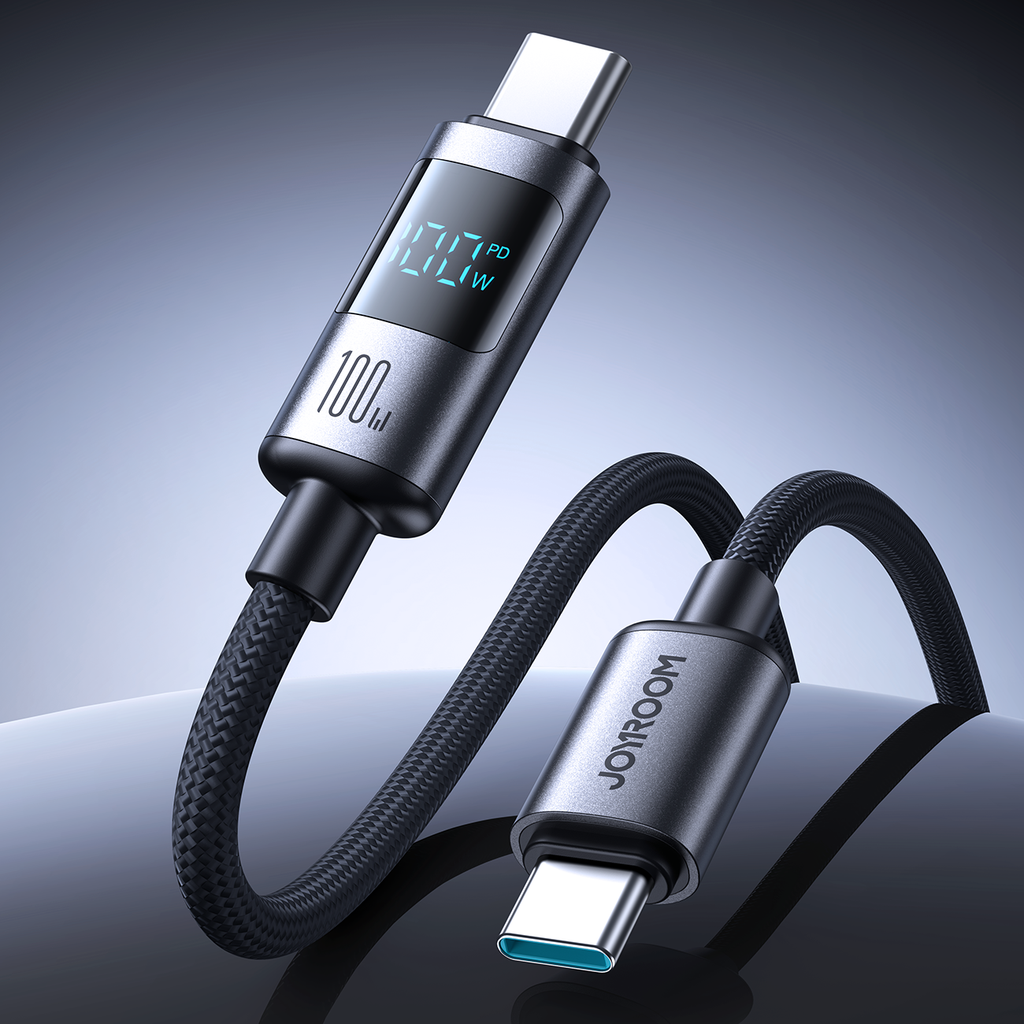 Joyroom S-A16 Pro Prism Series 100W USB-C - USB-C Laidas su skaitmeniniu ekranu 1.2m - juodas
