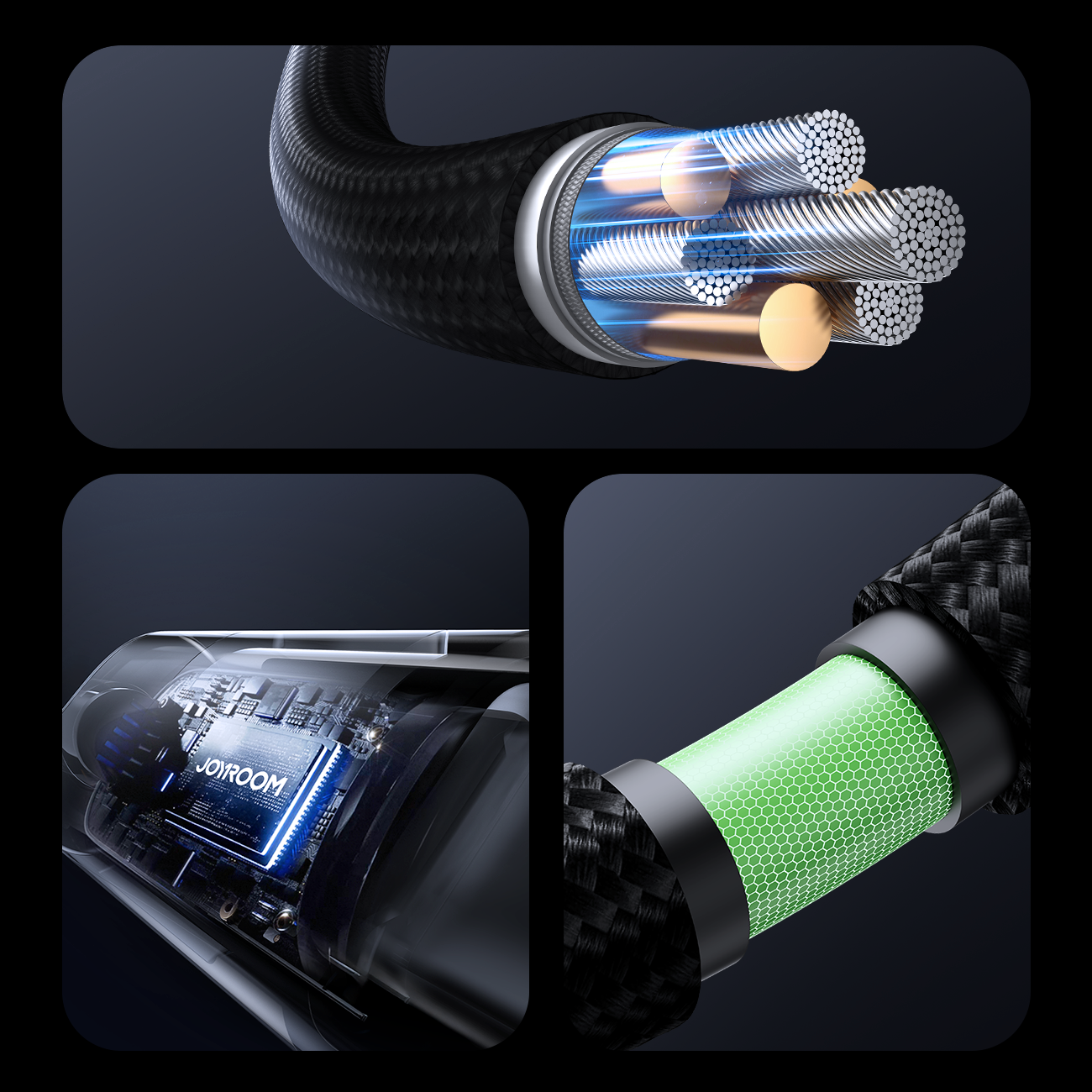 Joyroom S-A16 Pro Prism Series 100W USB-C - USB-C Laidas su skaitmeniniu ekranu 1.2m - juodas