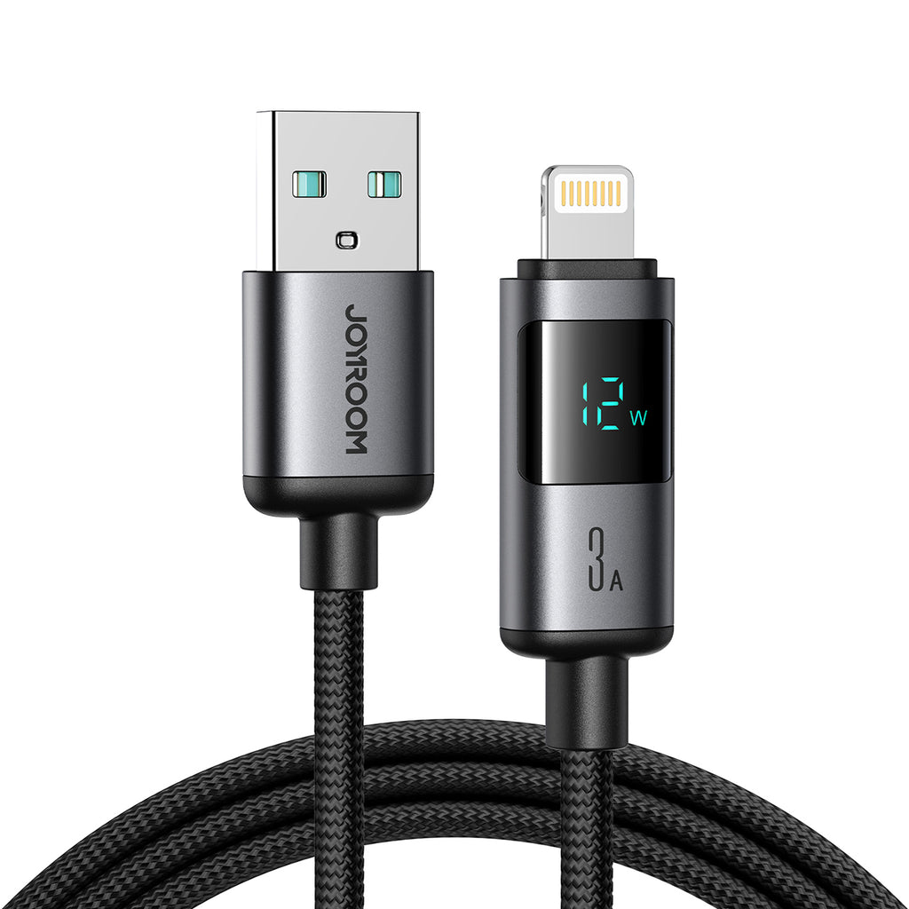 Joyroom S-A16 Pro Prism Series 3A USB-A - Lightning Laidas su ekranu 1.2m - juodas