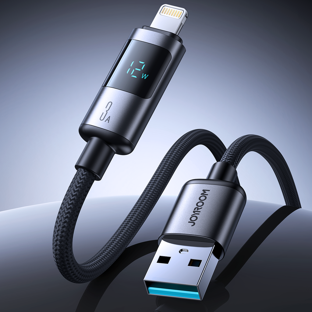 Joyroom S-A16 Pro Prism Series 3A USB-A - Lightning Laidas su ekranu 1.2m - juodas