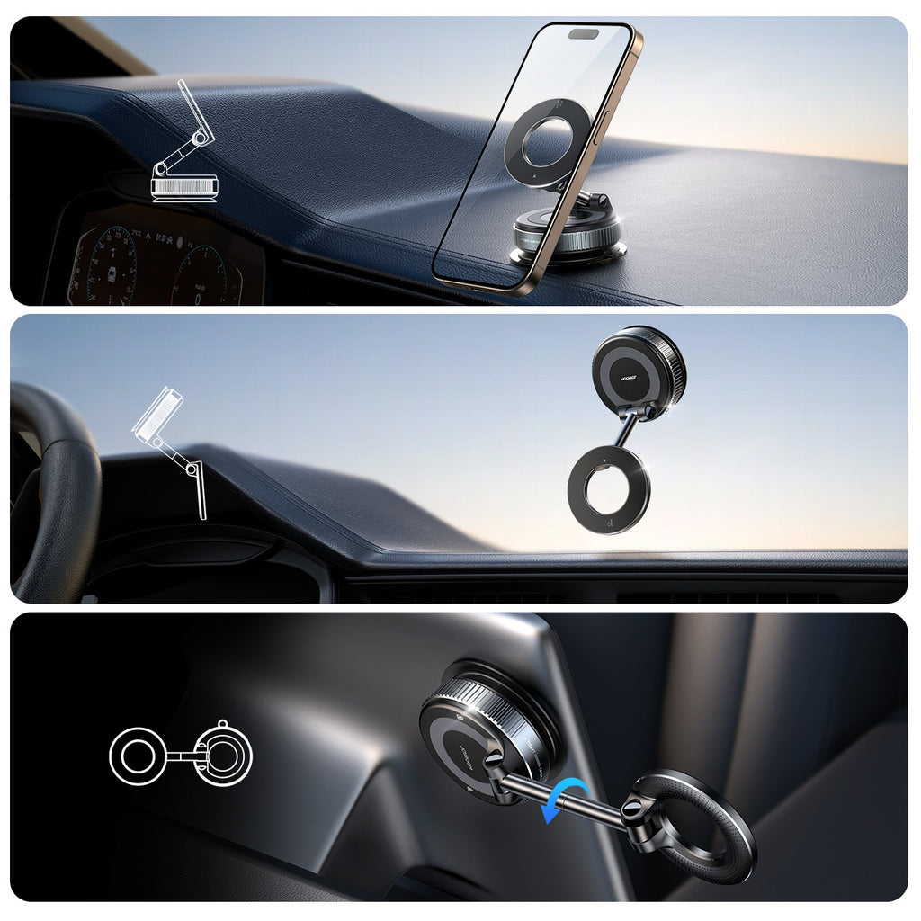 Joyroom JR-ZS501 magnetinis automobilinis laikiklis, suderinamas su MagSafe, prietaisų skydeliui tamsiai pilkas