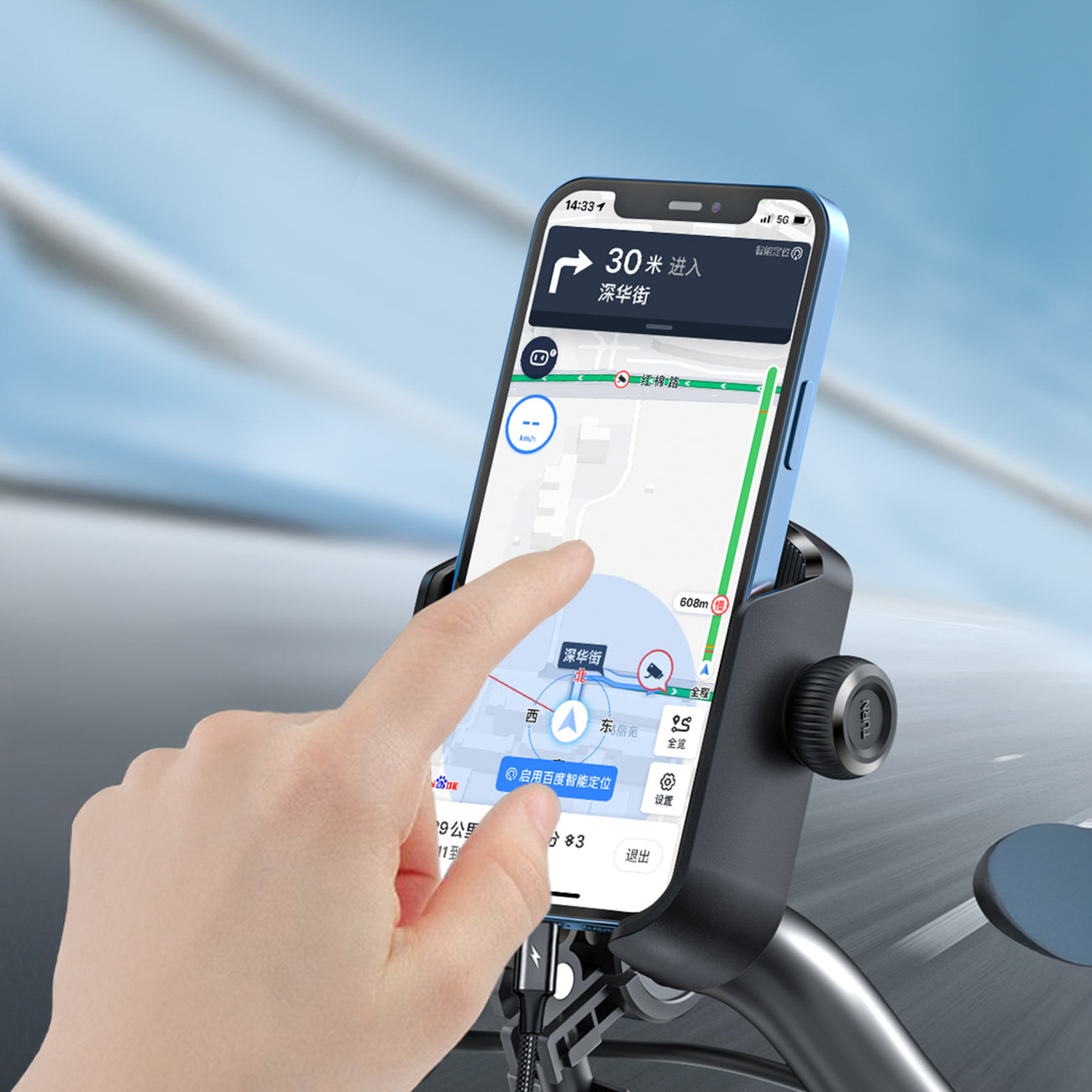 Joyroom JR-ZS431 telefono laikiklis dviračiui, motociklui, paspirtukui - juodas