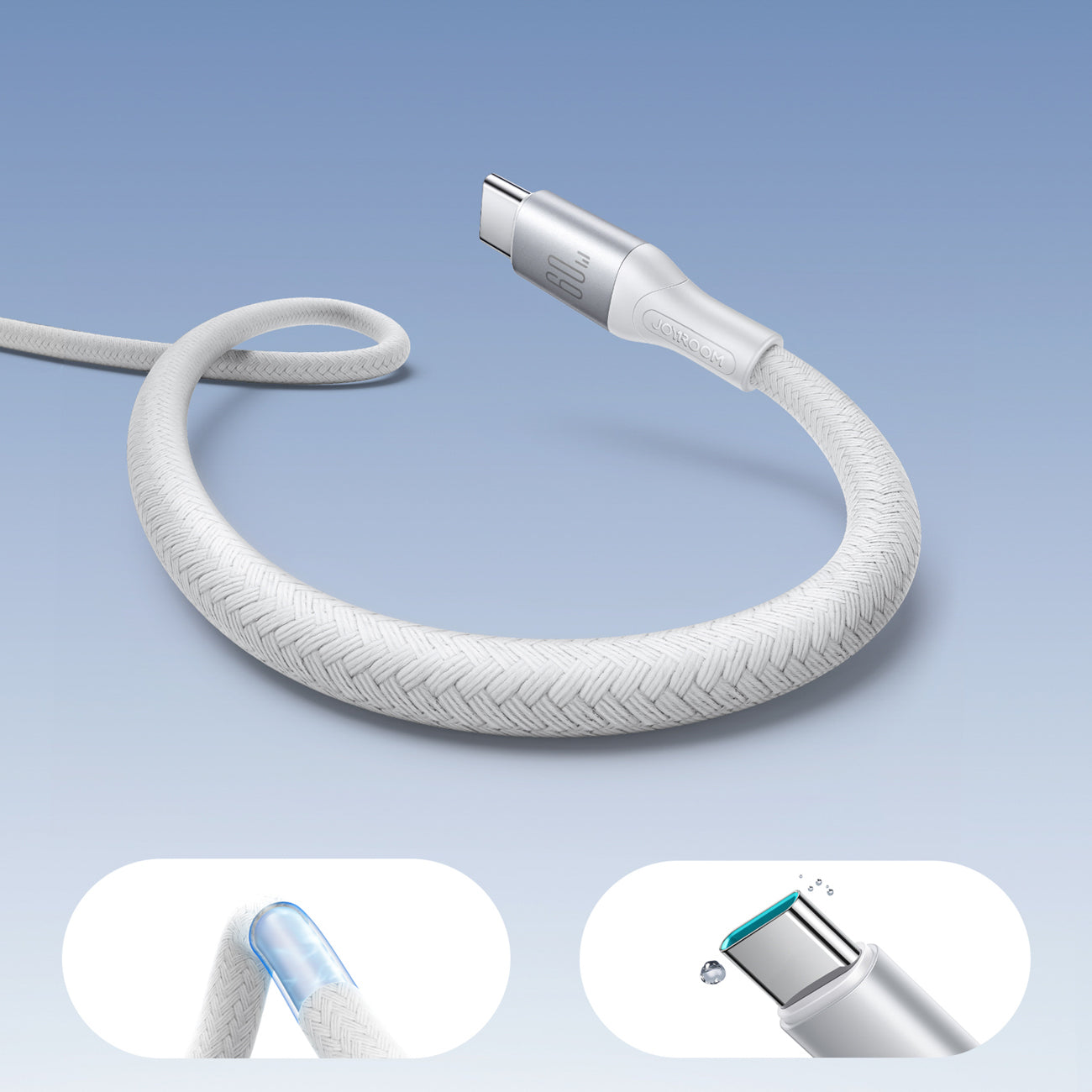 Joyroom S-A28 Flash Series 60W USB-C - USB-C Laidas 1m - baltas