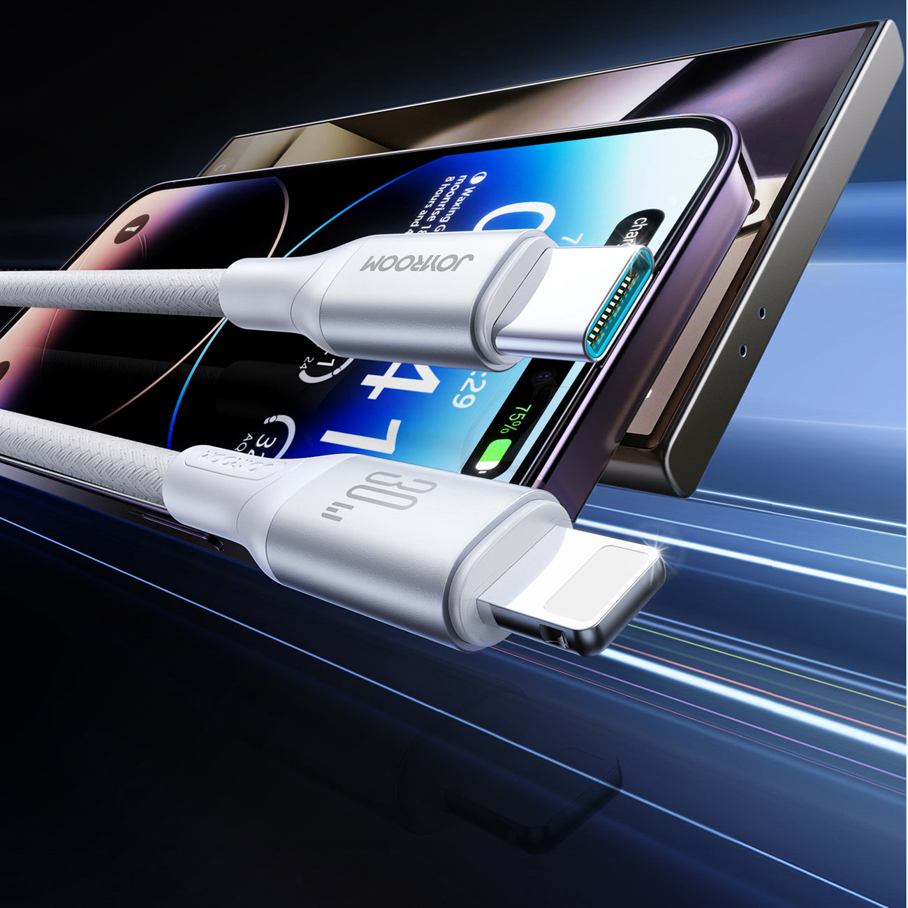 Joyroom Laidas S-A28 Flash Series 30W USB-C - Lightning 2m baltas
