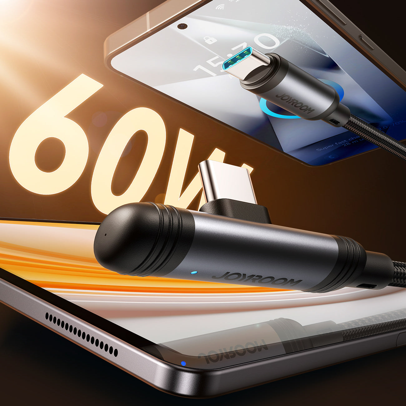 Joyroom Laidas S-A56 EnjoyX Series 90° USB-C - USB-C 60W 1.2m juodas