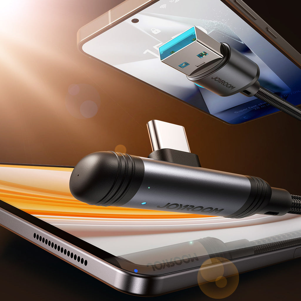 Joyroom Laidas S-A56 EnjoyX Series 90° USB-A - USB-C 3A 1.2m juodas