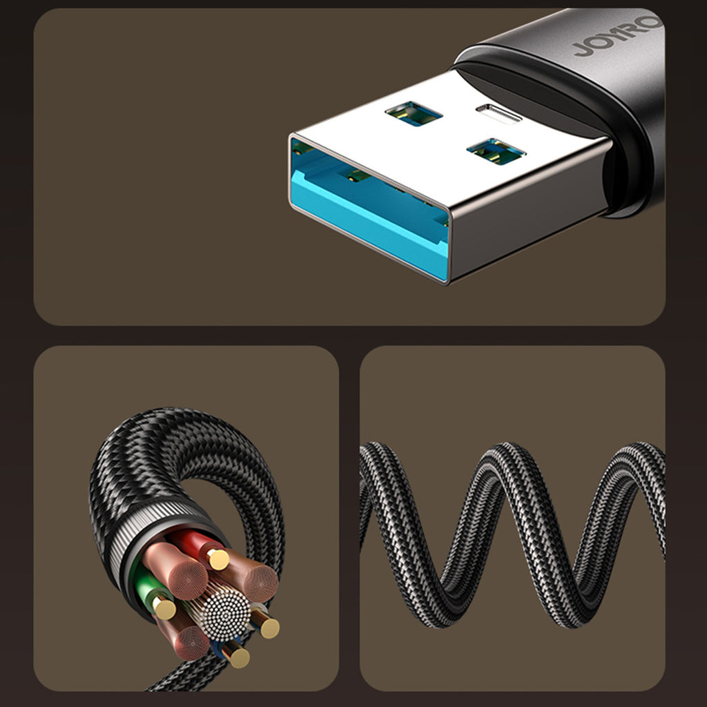 Joyroom Laidas S-A56 EnjoyX Series 90° USB-A - USB-C 3A 1.2m juodas