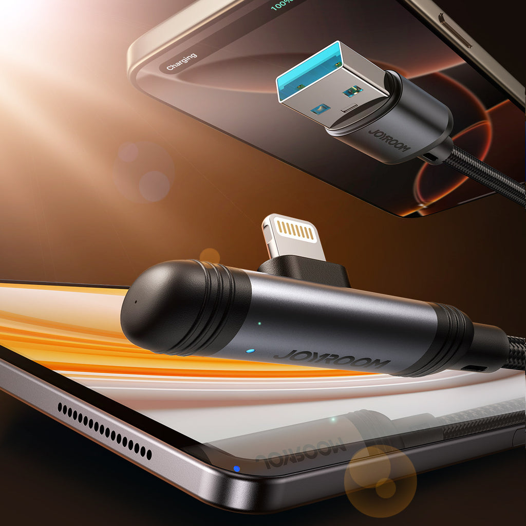 Joyroom Laidas S-A56 EnjoyX Series 90° USB-A - Lightning 3A 1.2m juodas